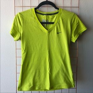 Nike | Dri-Fit V-Neck Tee — Neon Green